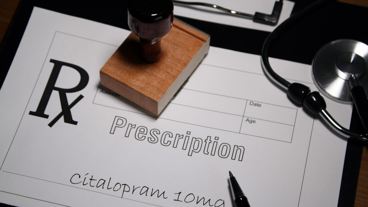 prescription pad with the prescription for citalopram 10mg