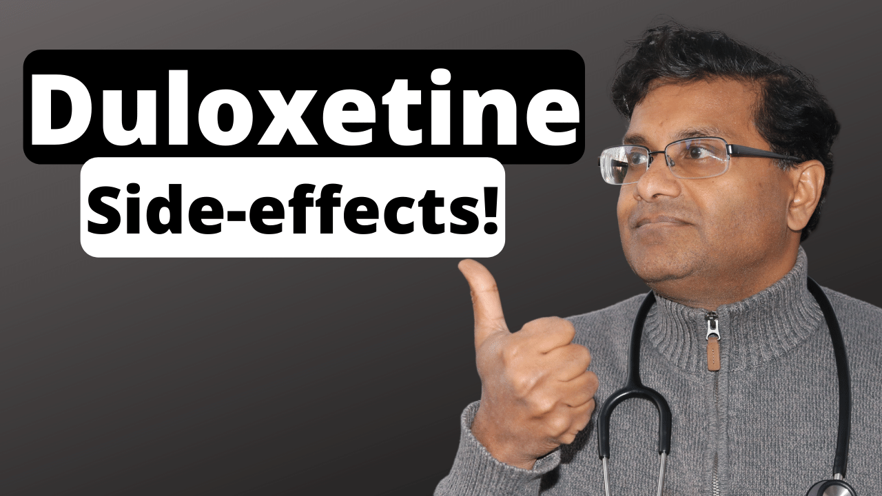 Man pointing to the words duloxetine side effects