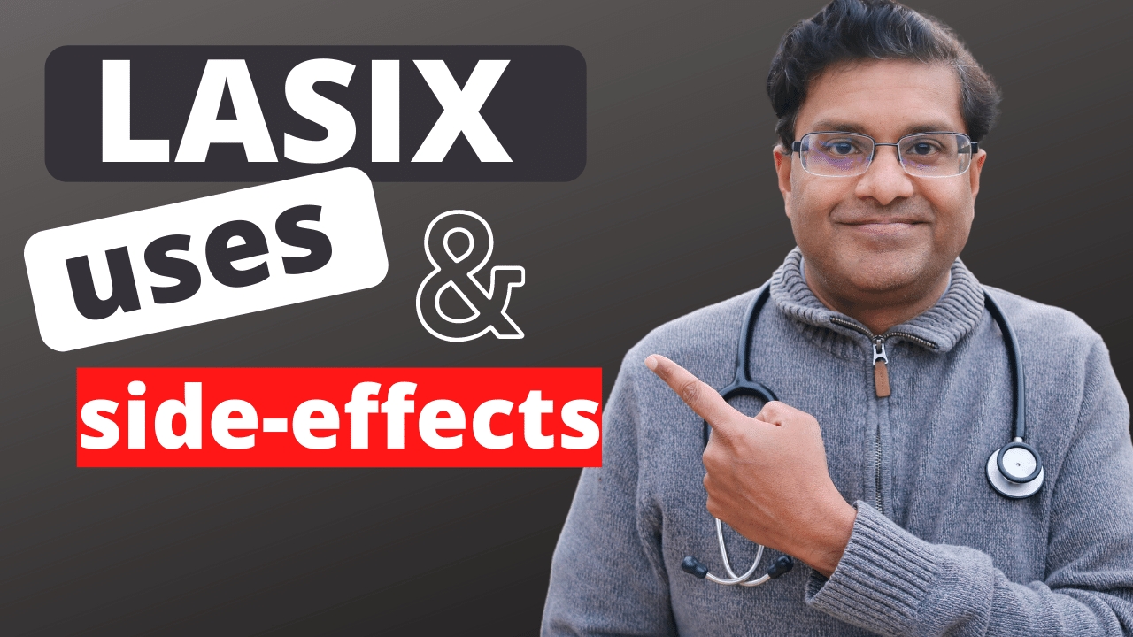 Man pointing to words Lasix and side effects