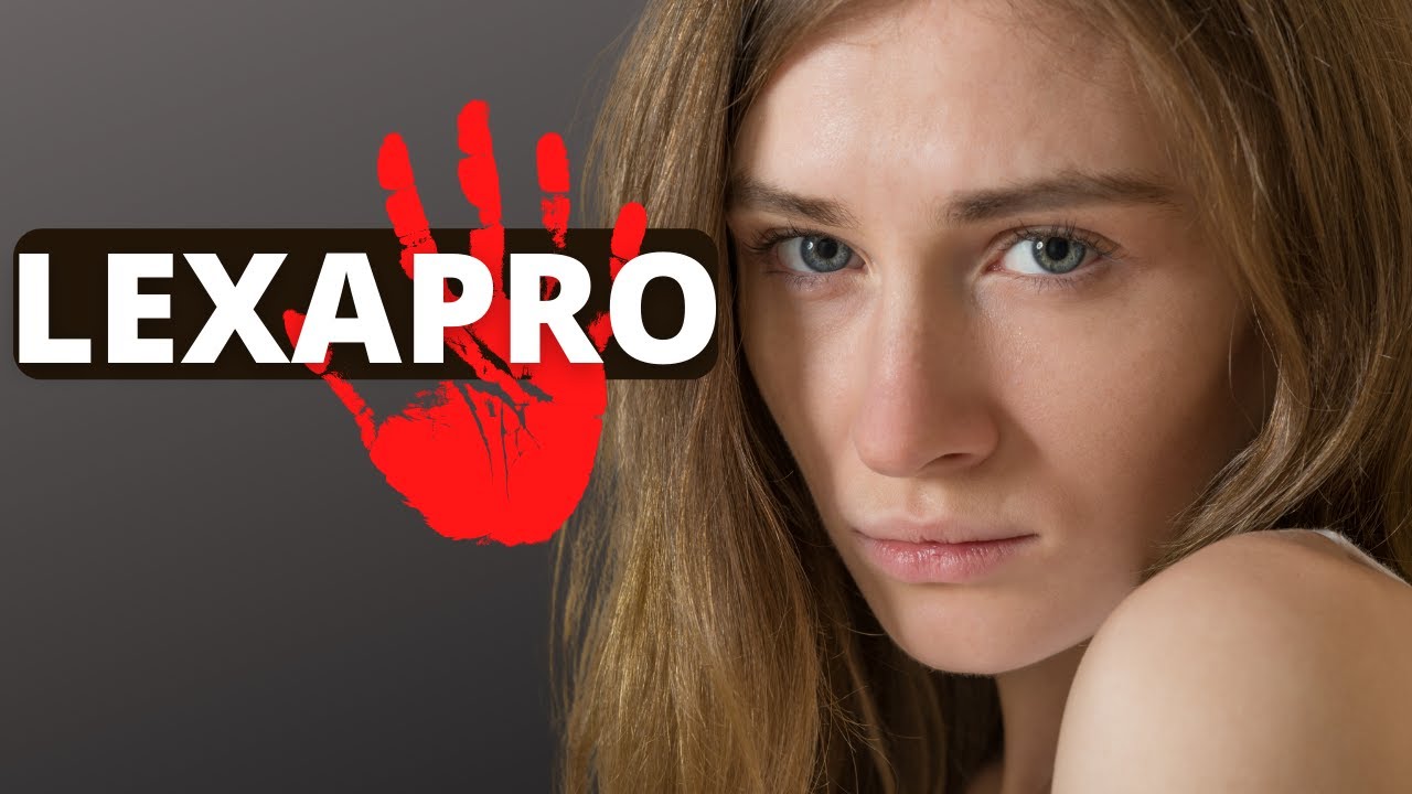 Woman staring at you with word Lexapro and red hand