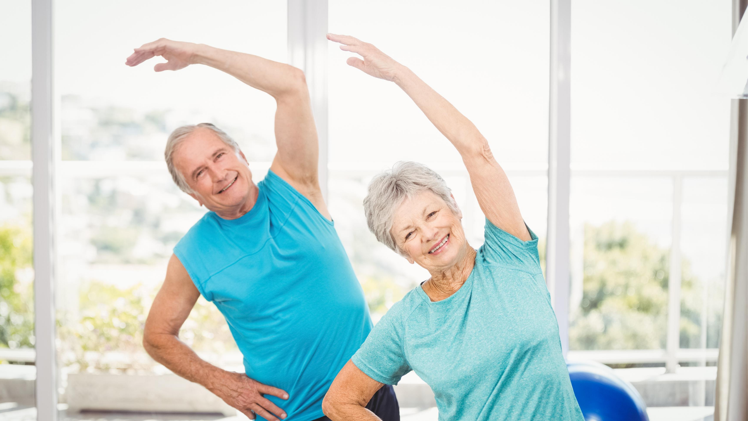 two older adults exercising
