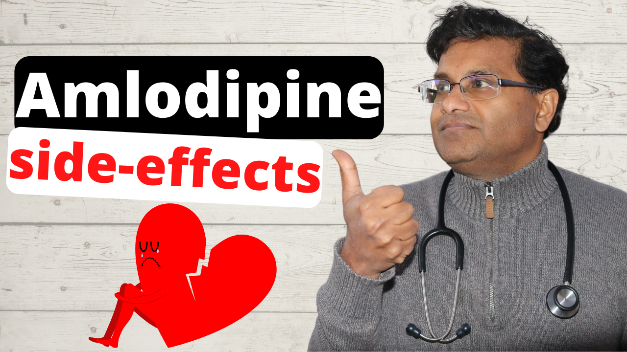 Man pointing to word Amlodipine side effects
