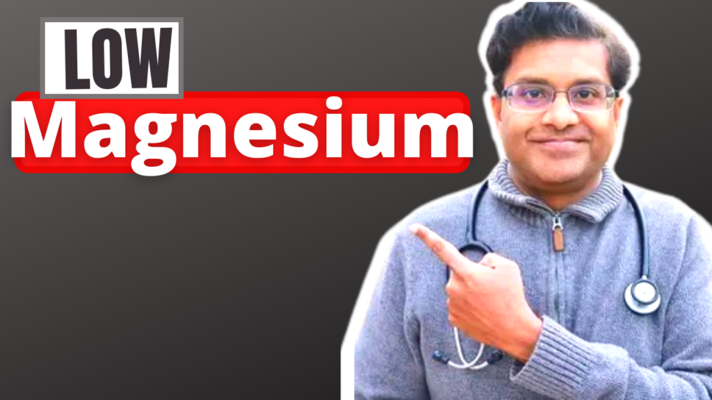 Man smiling pointing to words low magnesium
