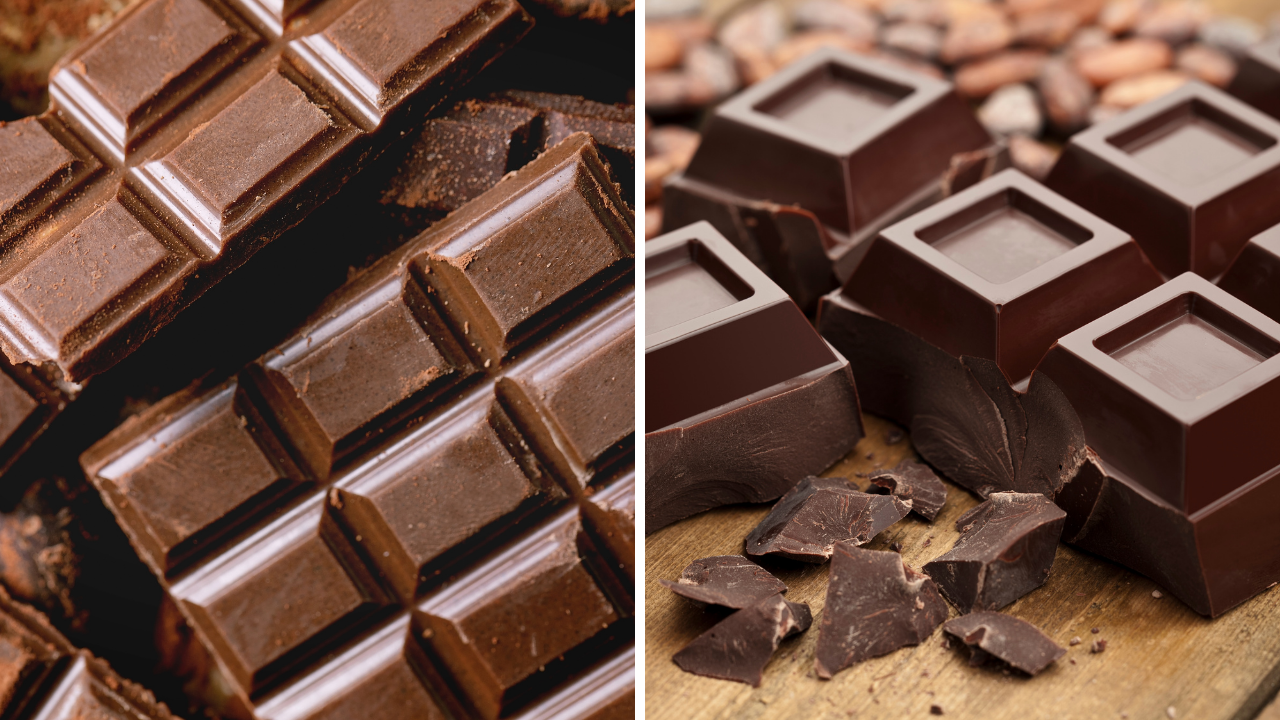 chocolate pieces in squares