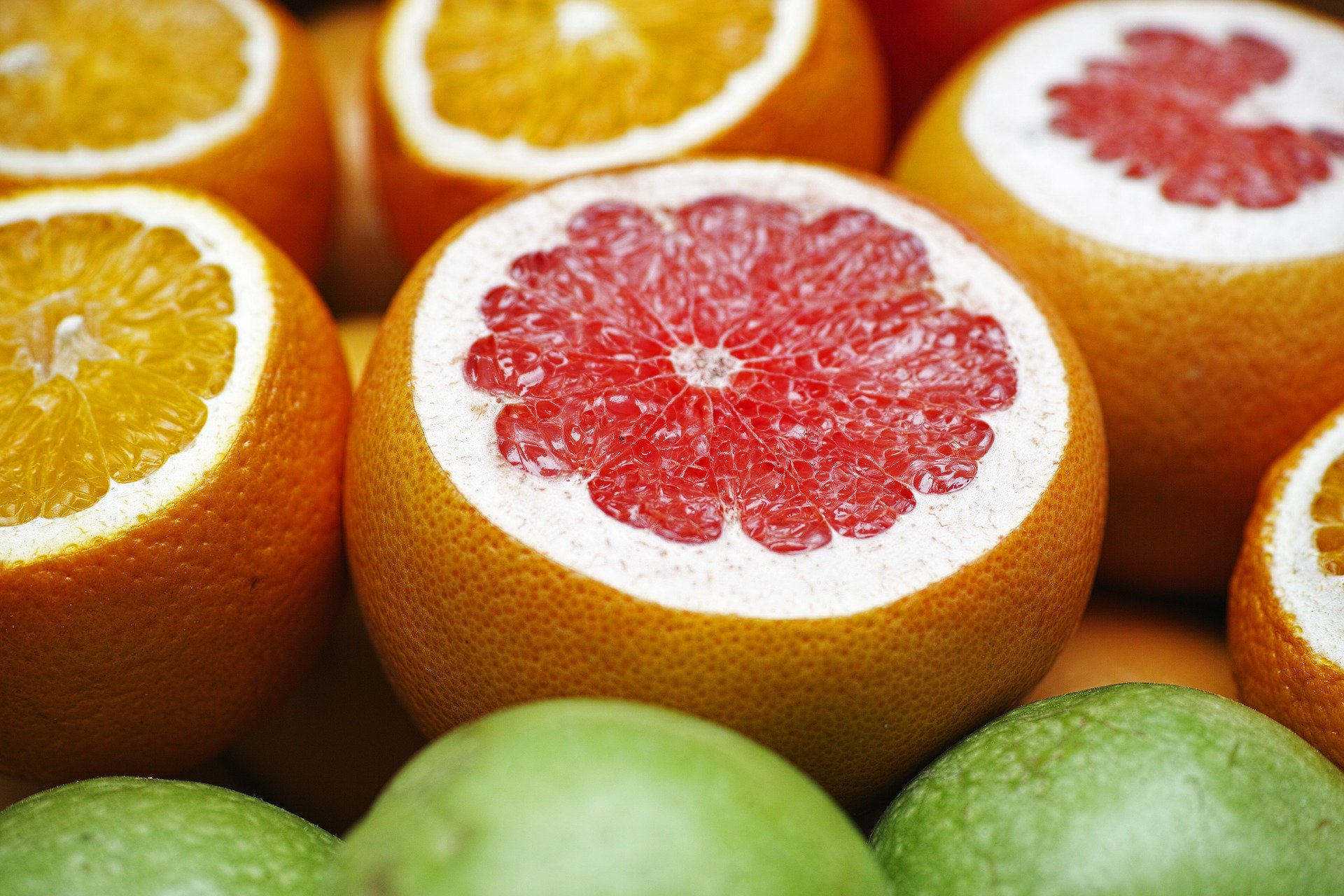 Grapefruits seen as a closeup