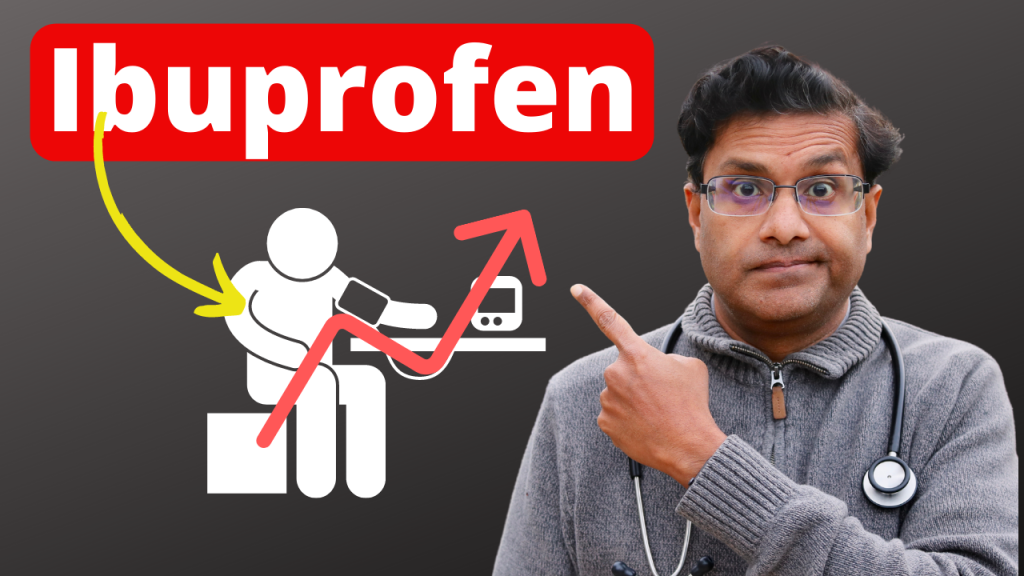 Man pointing to word Ibuprofen