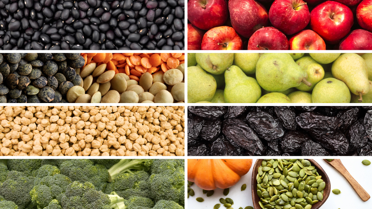 multiple examples of high fiber foods