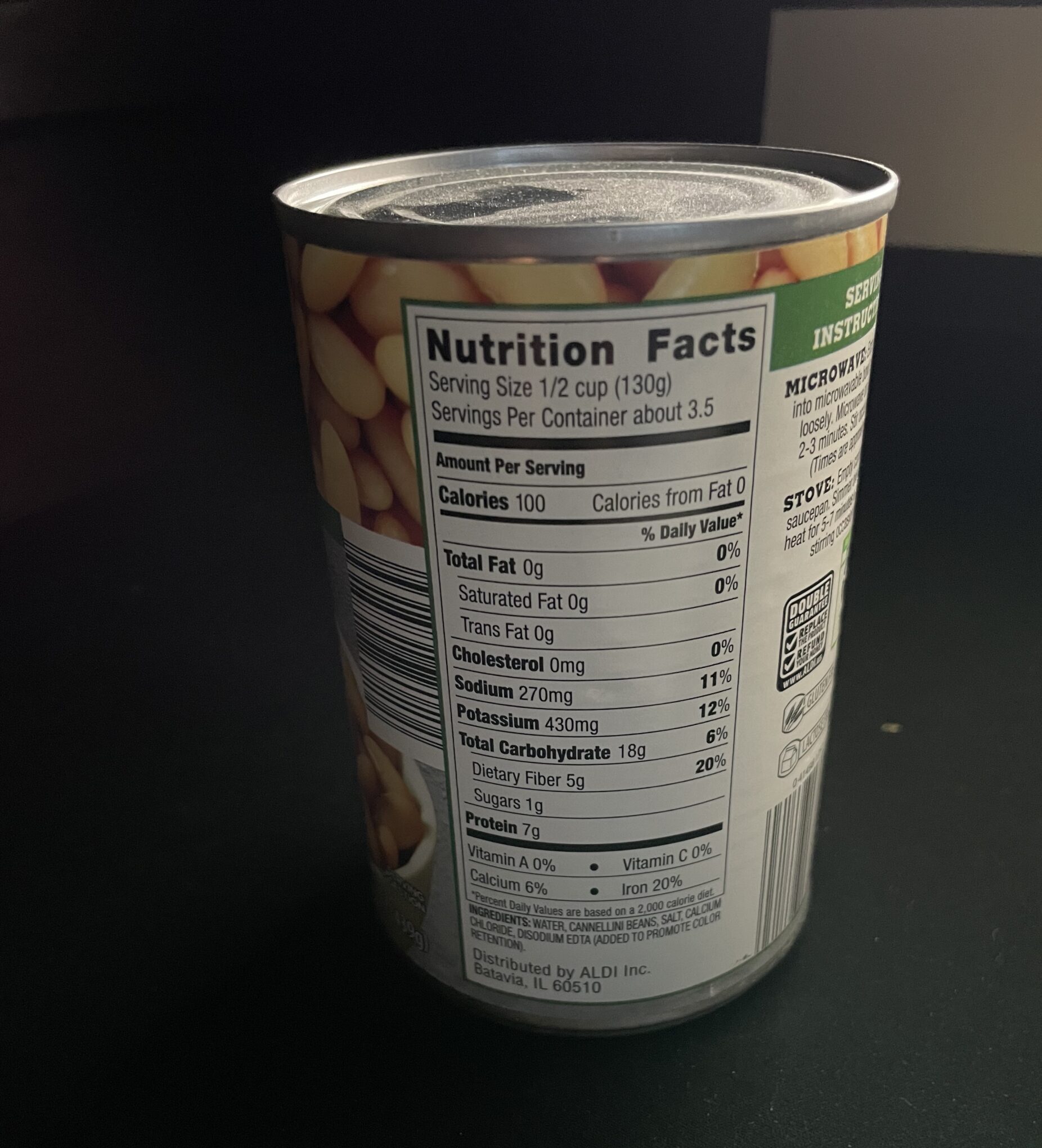 canned bean can with food label