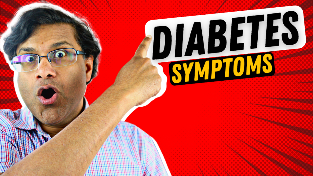 thumbnail with man pointing towards diabetes symptoms