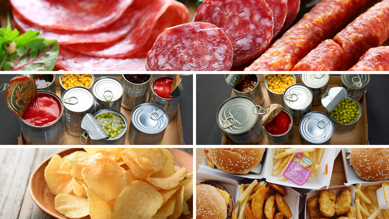 different processed foods rich in sodium
