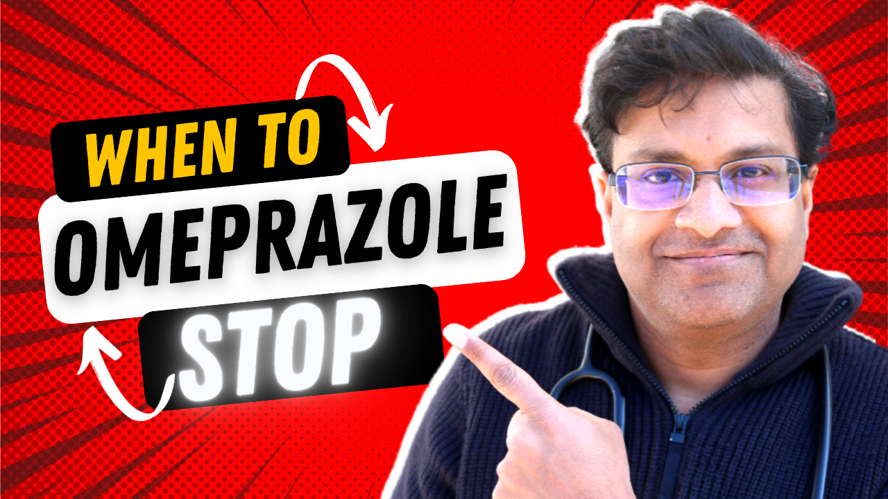 man pointing to words Omeprazole when to stop