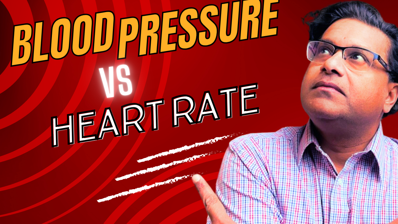 Man pointing to words blood pressure and heart rate