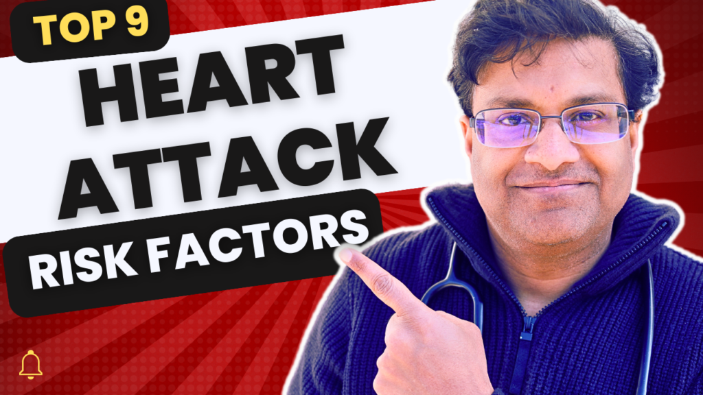 man pointing to words heart attack risk factors