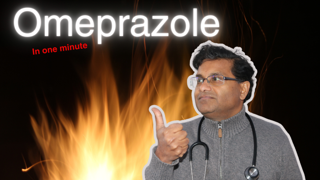 Man pointing to words Omeprazole
